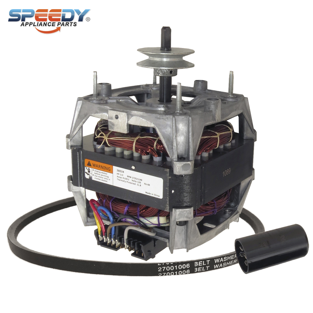 38034P 27001006 Washer Drive Motor & Belt Replacement for Speed