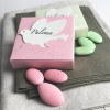 Boites à dragées Carré couleurs rose pâle et vert tilleul à la colombe personnalisée