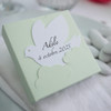 Boîte à dragées pour offrir à l'occasion d'une naissance, belle palette de couleurs , colombe personnalisée à votre texte