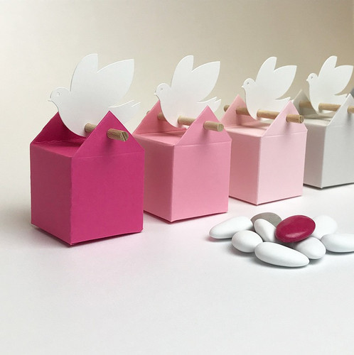 10 boîtes à dragées Baptême Fille Cumulus Rose 10 boîtes à dragées Baptême Fille Cumulus Rose