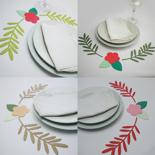 Déco rameaux en couronne, fleurs et feuilles en papier, pour un mariage à l'ombre des olivier