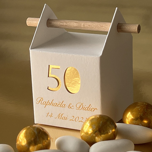 Boîte à dragées Noces d'Or, 50 ans avec impression!