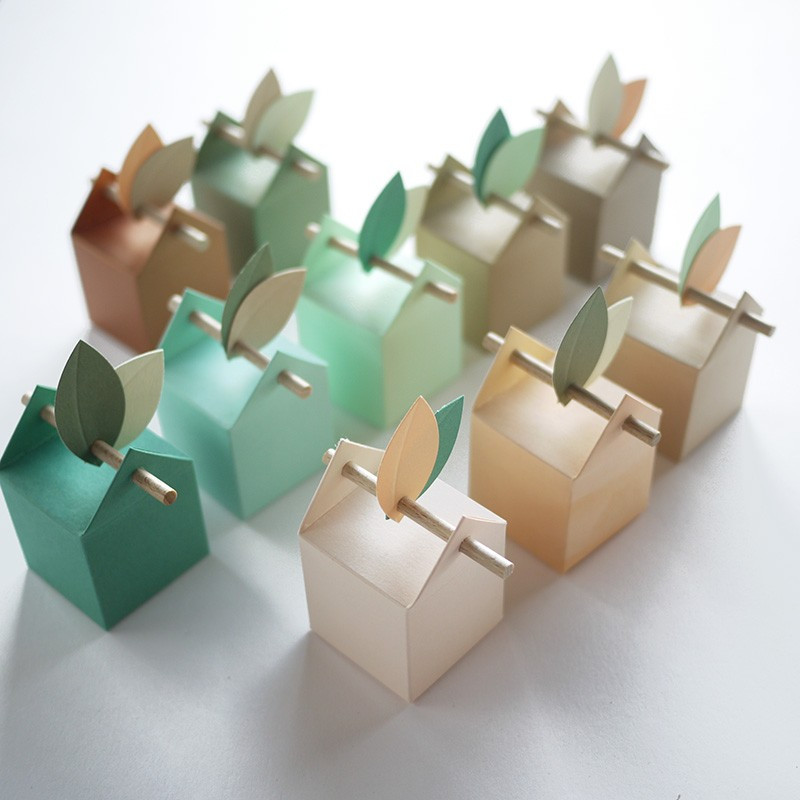 Kit au naturel 10 boîtes à dragées et feuilles Kit au naturel 10 boîtes à dragées et feuilles