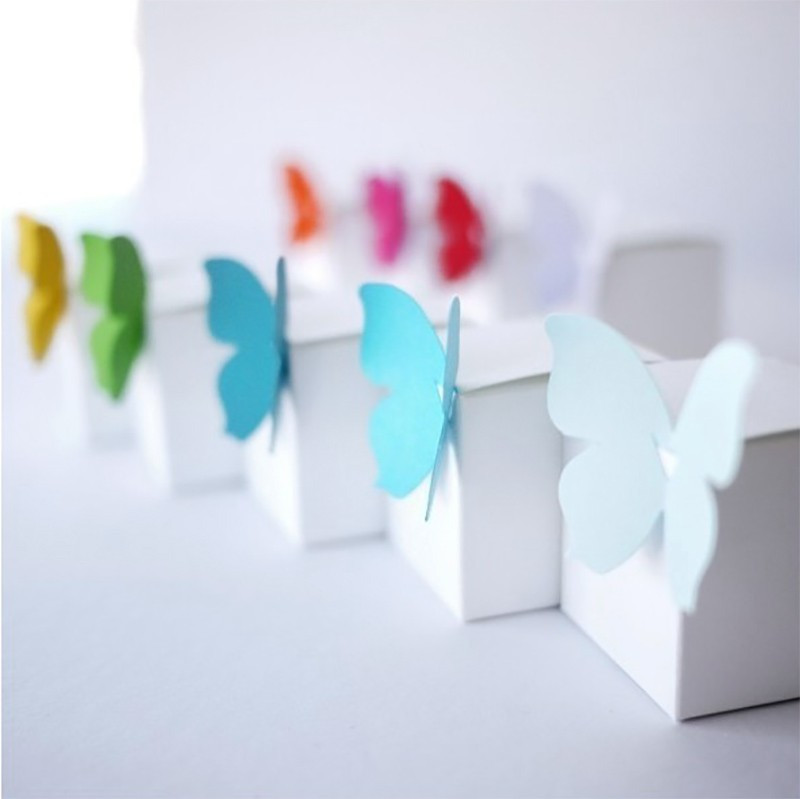100 Boîtes à Dragées Pliables Papillon - Papier Nacré, Pour Mariage, Anniversaire, Faveurs, Contient 5-8 Bonbons - 8