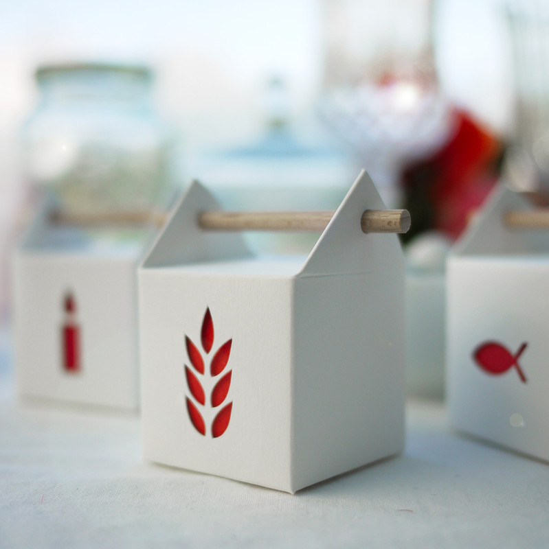 Boite dragées Confirmation Epi de blé, personnalisée, blanc et rouge Boite dragées Confirmation Epi de blé, personnalisée, blanc et rouge