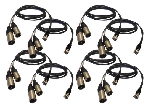 Illustrative image of: BSW Connect DUAL-XLRM-RJ45M-6FT - 8 Pack : Audio Cables and Connectors: DUAL-XLRM-RJ45M-6FT-8PKG