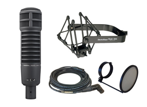 RE20 Black Microphone with 309A Shock mount Pop Filter and BSW Cable