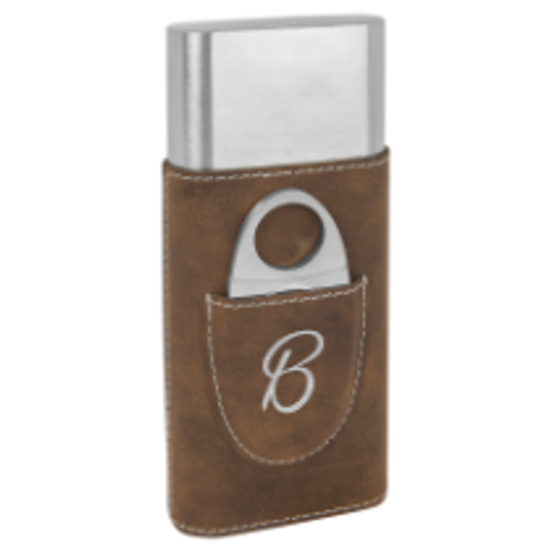 Rustic Wrapped Stainless Steel Cigar Case with Cutter