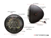7 inch Motorcycle Headlight LED | Aluminum Housing | Side Mount | Headlight Cover