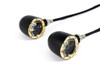 Motorcycle Black + Brass Bezel CNC Machined Billet Alum Classic Integrated LED Turn Signals + Daytime Running Lights