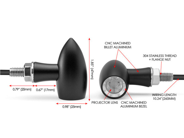 Black w/Aluminum Bezel Motorcycle Turn Signal Kit