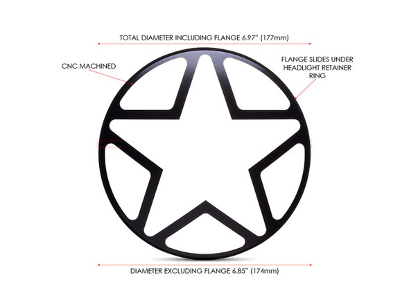 Motorcycle 7 inch headlight grill cover | Big Star Style | CNC Aluminum