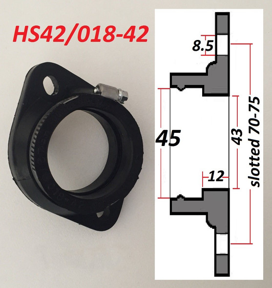 Mikuni HSR42 Mounting Flange, 45mm Carb Spigot Diameter  70-75 Bolt