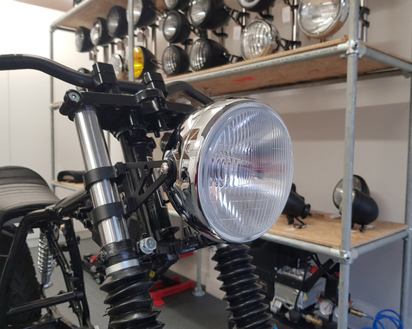 6.75 INCH Chrome Motorcycle Headlight | 6" lens Side Mount
