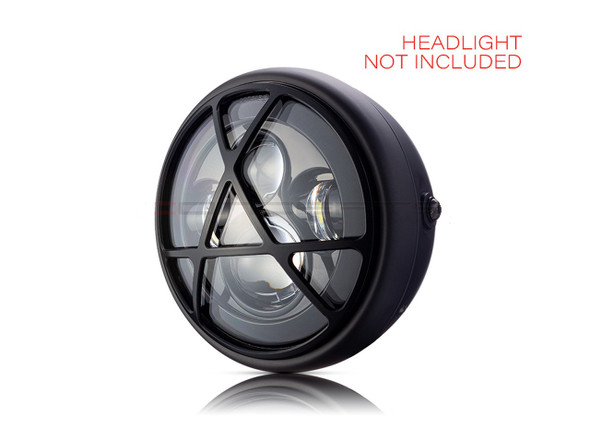7" Anarchy Grille Design Black CNC Aluminum Headlight Guard Cover