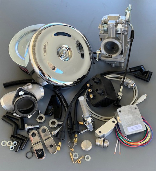 Harley Davidson Twin Cams EFI Injection to Mikuni HSR48 Polished/Chrome Conversion Kit