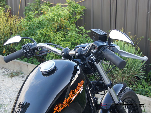 Matte Black Billet Aluminum Old School Harley Davidson Cafe Racer Risers - 1" Motorcycle handlebars