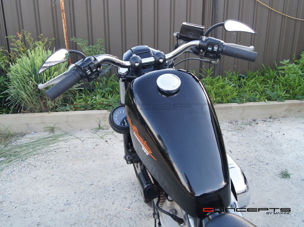 Matte Black Billet Aluminum Old School Harley Davidson Cafe Racer Risers - 1" Motorcycle handlebars