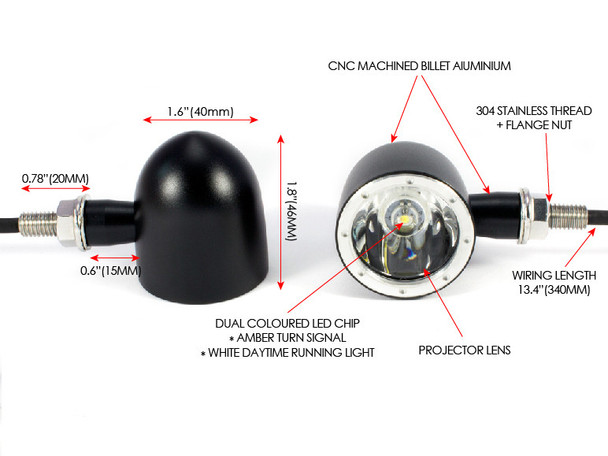 Triple Threat Machined Billet Alum Classic Integrated Motorcycle LED Stop |Tail Lights |Turn Signals | Front -Rear -Both