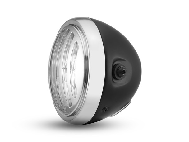 Retro Motorcycle Headlight 6 inch | Motorcycle Headlight | Slicer Grill Metal Classic Headlight | H4 Bulb - Glass Lens
