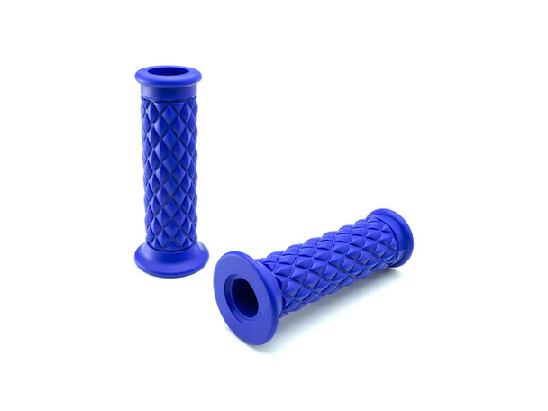 Blue Diamond Cut Handlebar Grips | 7/8" (22mm) Motorcycle Grip | Comfy