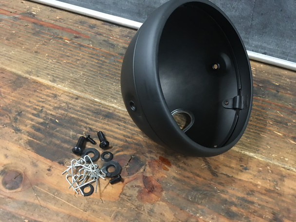 Motorcycle Headlight Shell | 7" lens 7.75" overall OD  All Steel |  Bucket ONLY