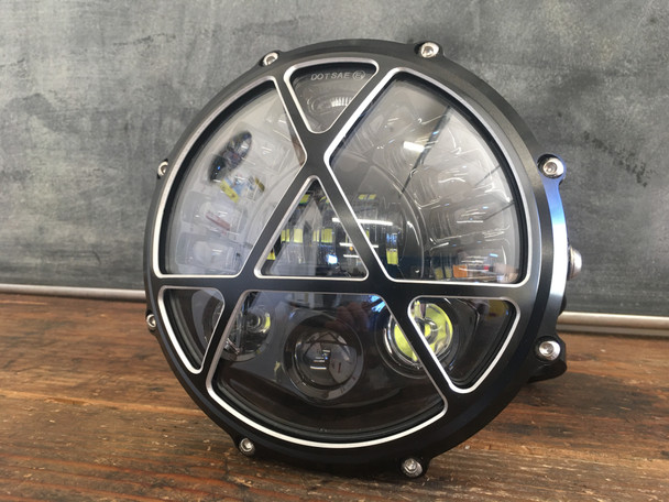 7 inch Motorcycle Headlight LED | Aluminum Housing | Side Mount | Headlight Cover