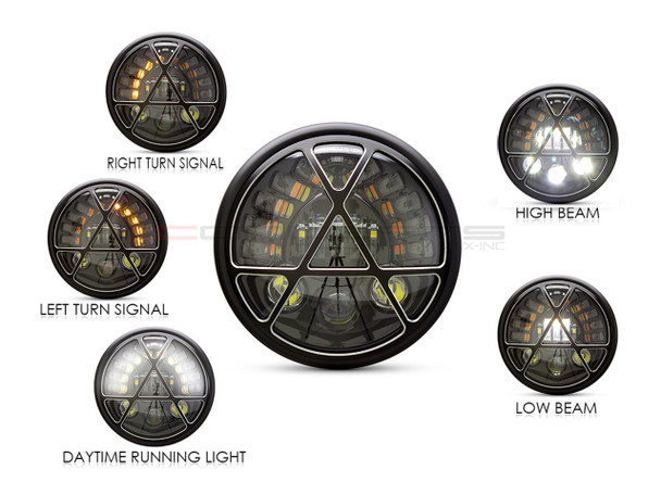 7 inch Motorcycle Headlight LED | Aluminum Housing | Side Mount | Headlight Cover
