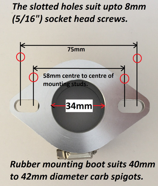 Aluminum Motorcycle Intake Flange | 58-75mm Stud centers | vm30 vm32 vm34 | Motorcycle Intake