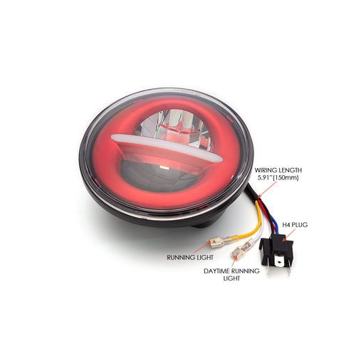 5.75" Red Classic / Modern LED Headlight Insert
