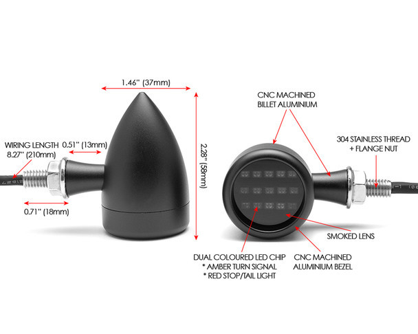 3-1 Motorcycle Turn Signal | Integrated LED Stop | Tail Lights | Turn Signals | Front | Rear | Both