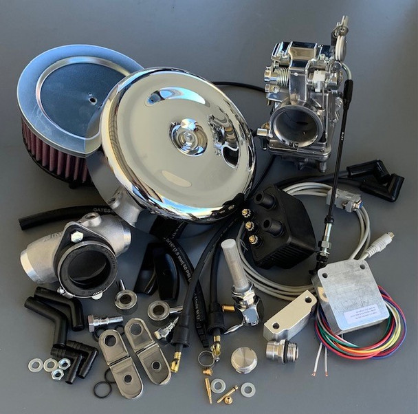 Harley Davidson HSR45 Twin Cams EFI Injection to Mikuni Polished/Chrome Conversion Carb Kit
