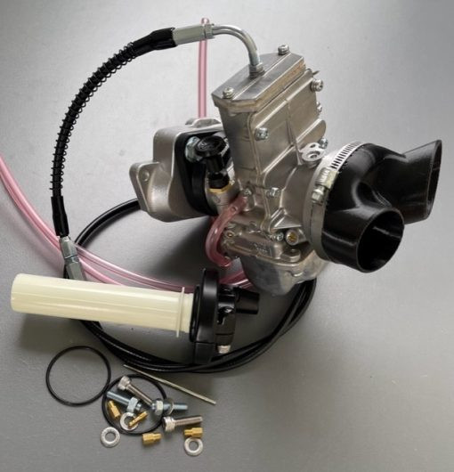 Single carb conversion for XT600E. Boost performance & throttle response with Mikuni TM38 Flatslide. Fits 1990–1995 models with side-facing air boots.