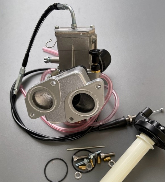 Single carb conversion for XT600E. Boost performance & throttle response with Mikuni TM38 Flatslide. Fits 1990–1995 models with side-facing air boots.