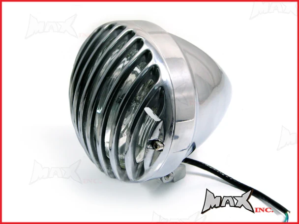 6.5" Polished chrome Aluminum Universal Prison Bar Headlight 1