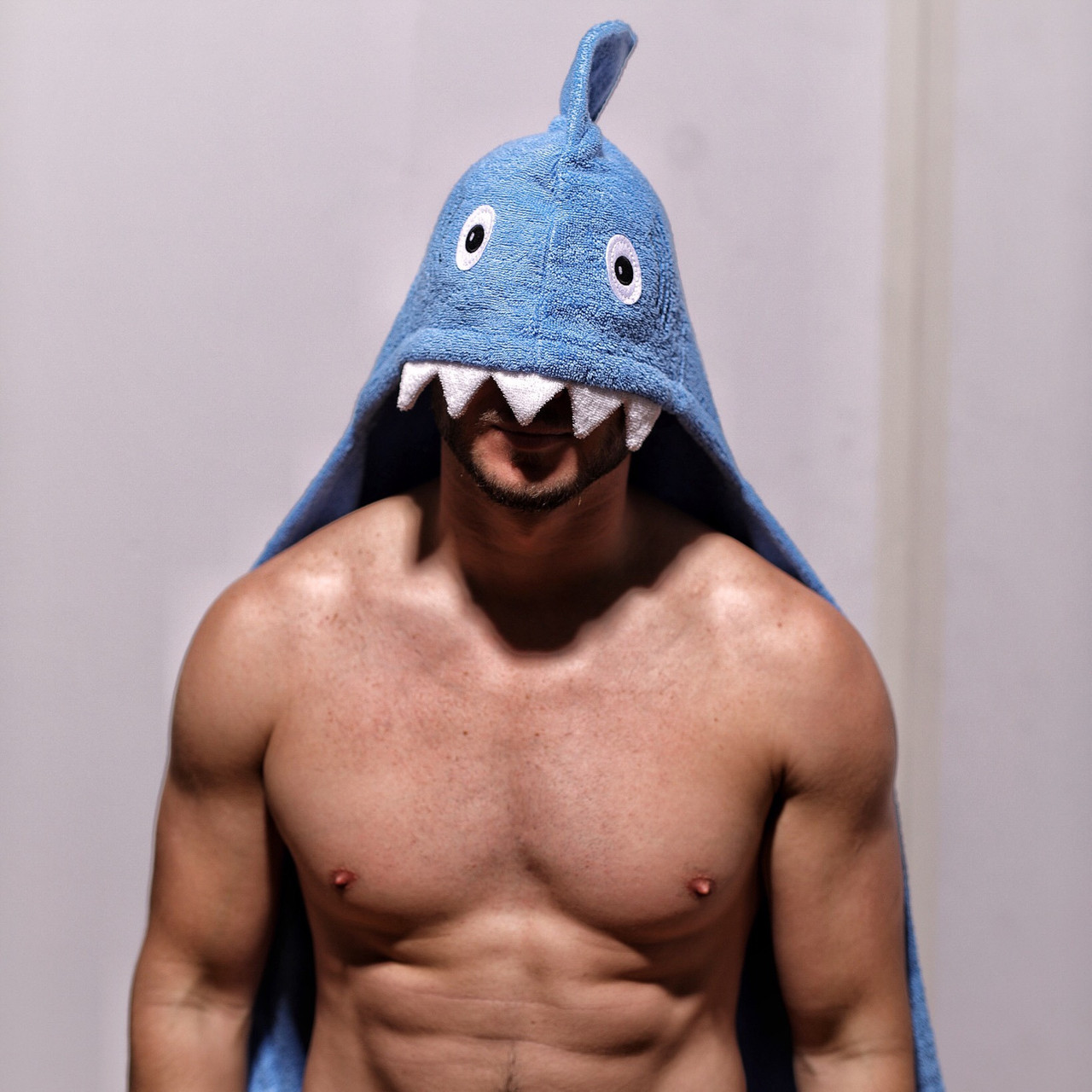 Adult shark hooded towel