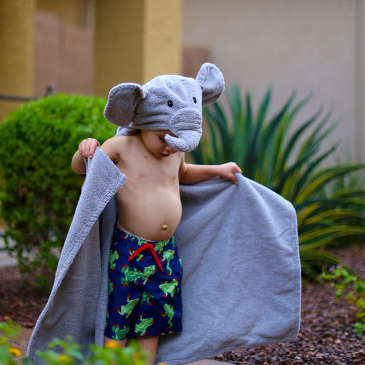 sprinkler fun in my elephant towel