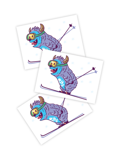 Monster skier temporary tattoos toddler and kids Yeti