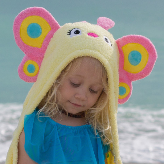 Butterfly hooded towel for the beach