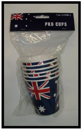 Australian Flag Paper Cups - 255ml Pkt 6 - wowpartysupplies.com.au