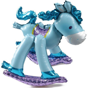 Balloon Foil Air Filled Centrepiece Rocking Horse - 3pce - Blue (Uninflated)