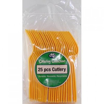 Cutlery Yellow Fork pkt 25