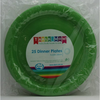 Plate Dinner - Green Lime 9" (230mm) pkt 25