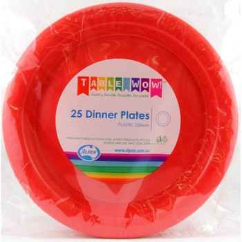 Plate Dinner - Red 9" (230mm) pkt 25