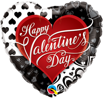 Balloon Foil 18" Valentine's Black Hearts