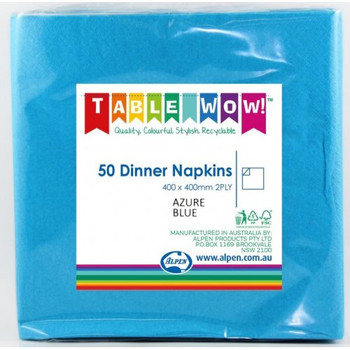 Dinner Napkins - Azure Blue 2 Ply Pkt 50