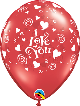 Balloon I Love You Swirling Hearts 11"  Pack of 25