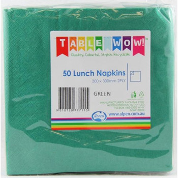 Lunch Napkins - Green Pk 50 - 300 x 300mm