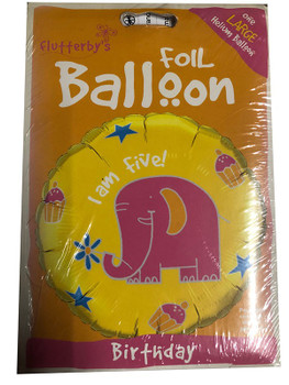 Balloon Foil 18" I Am Five Elephant (Uninflated)