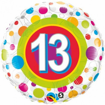 Balloon Foil 18" Colourful Polka Dots 13 (Uninflated)